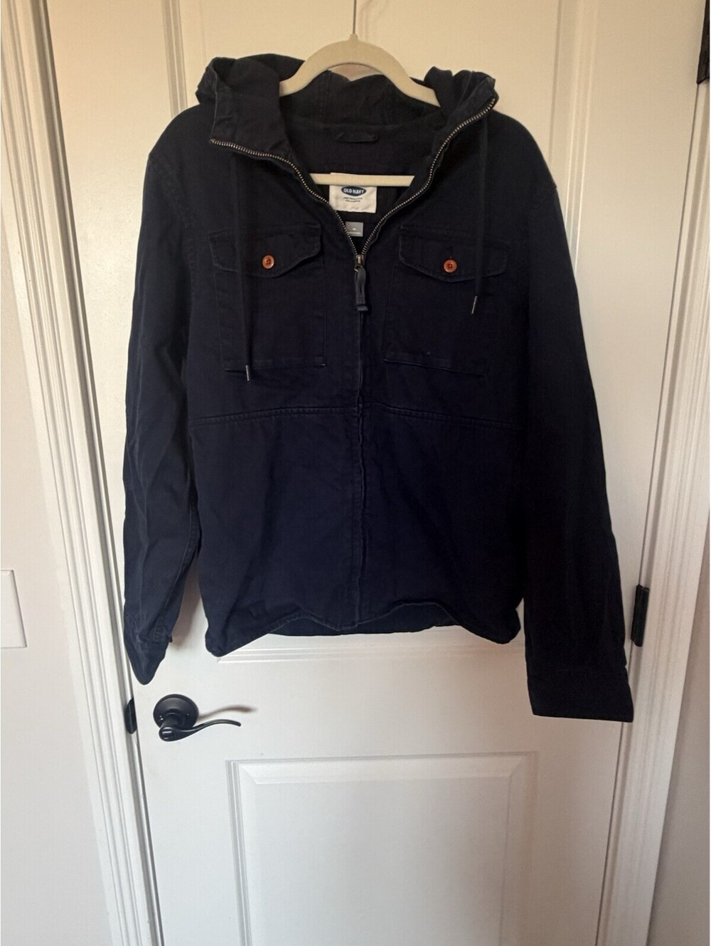 Vintage Women’s Medium Deep Navy Blue Hooded Utility Field Jacket